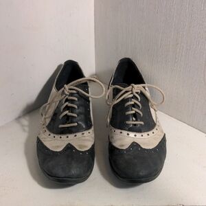 Two-Tone Black and Cream Wingtip Oxfords